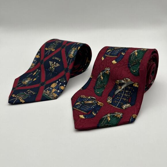 Lot of 2 Vintage Tommy Hilfiger Ties Crews Rowing Nautical Royal Military Silk - Picture 2 of 6
